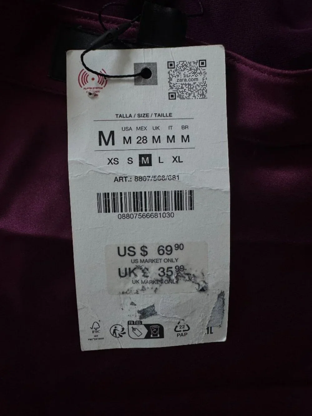 Zara Open Back Satin Midi Dress | Deep Burgundy | NWT | Size M